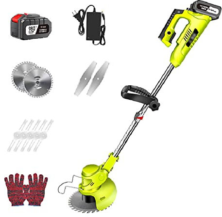WQZzjm Tondeuse à Gazon sans Fil, Lames télescopiques réglables, Tondeuse à Gazon autoportée, Batterie Rechargeable 48 V/21 000 mA, Outil de Tonte de Jardin