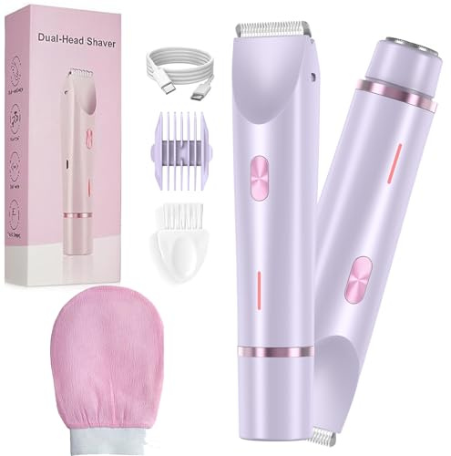 Beauty Bloom Rasoir Beauty Bloom V2 2 en 1 pour femme pour jambes, bras, aisselles, zone pubienne, humide et sèche, rechargeable par USB, étanche IPX7 et facile à nettoyer (violet)