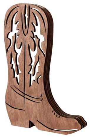 Baoblaze Cowboy Boot Vase, Wood Hanging Vase, 12 x 8'' Rustic Wall Planter, Hanging Pocket Vases Western Wall Decor for Office Book Shelf Dining Table Balcony