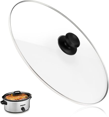 6 Quart Oval Glass Lid Compatible with Hamilton Beach Slow Cooker 33665G (Not universal), Crock Pot Replacement lid, Slow Cooker Crock Pot Lid Replacement Part, 1 Pack