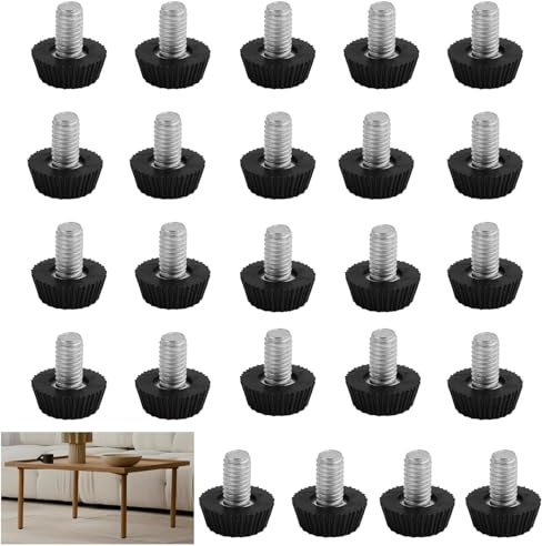 Belvanr 24 Stück Verstellbare Möbelfüße Stellfüße M6*10, Schraubfüße, für Möbel, Stühle, Tische, Sofa, Schrankbeine
