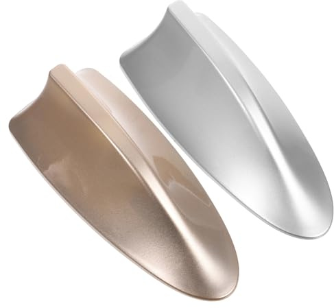 Ciieeo 2 Piezas para Antena de Coche Forma de Aleta de Accesorio Exterior para Techo de Vehículo Base Moderna para Señal de Radio Fácil Instalación sin Perforaciones de Colores Dorado y