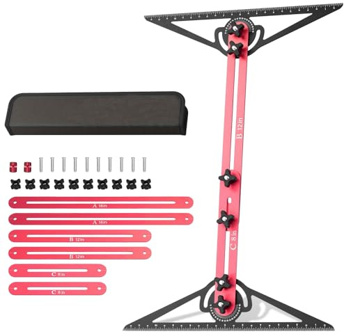 Outil de gabarit pour marches d'escalier, en alliage d'aluminium, outil de mesure des marches d'escalier, pour les revêtements et les cloisons de séparation (longueur réglable 40 cm à 150 cm)