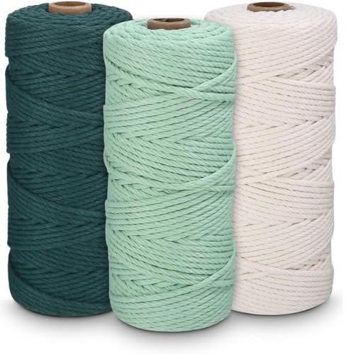 3 Piezas Hilo Macrame 2mm x 100m Cuerda Macrame de Algodón