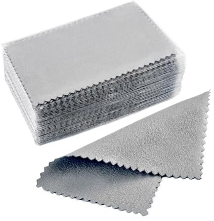 50 paños de limpieza for plata, suaves y limpios, for limpiar collares, anillos joyas (gris, 10 x 6,5 cm)(Light Gray,10 * 6cm)