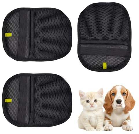 WestCH 3 Piezas Manopla Quita Pelos Mascota, Guante Quita pelos Mascota, Guantes de Aseo, Reutilizable, Double Sided Estático Guante Pelo Gato para Gatos y Perros, Aseo para Ropa, Sofás, Alfombras