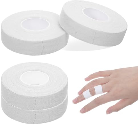 Ouligay 4 Rollen Fingertape Extra Stark Sporttape Wasserfeste Klettertape Fingertape und Sport Tape Weiß Finger Tape Sport Selbstklebend Bandage für Handgelenke Finger Waden Zehen(1,5cmx10m/Rollen)