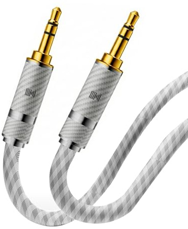 KAIBOER 3.5mm Solid Silver Auxiliary Audio Cable for Speaker and Hi-Fi Systems, high-purity 4N Solid Silver Conductors for high-end audio applications, pristine sound, professional AUX cable for mixer