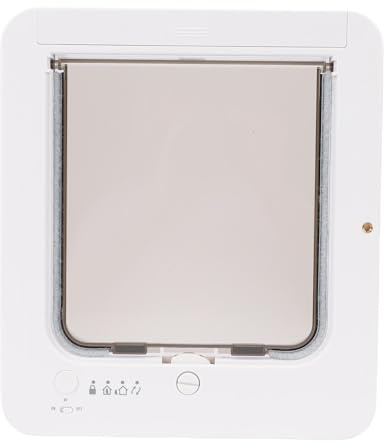 ZJchao Puerta Inteligente para Mascotas, Collar Electrónico con Solapa para Gatos, Tecnología de Detección de Microchip de Entrada de 2 Vías Activada, Plástico Resistente a la