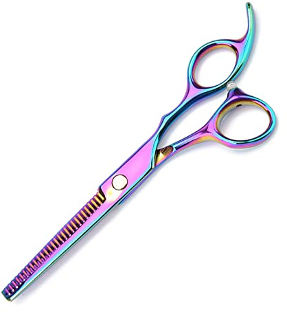 Asixxsix Langlebiges Haarschneidescheren-Set für Hunde, Effilierschere aus Edelstahl für die Tierfriseurpflege, Inklusive Normaler und Gebogener Schere, Geeignet für die Fellpflege (Farbige