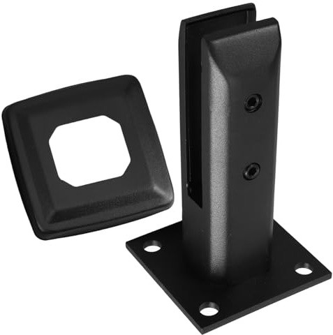 Alipis Support de Fixation en Acier Inoxydable 201 pour Garde-Corps en Verre Pince à Verre Noire Cache Décoratif Accessoire pour Escalier et Rambarde Fixation au Sol Sécurisée