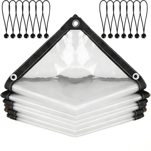 COEWUR 3 x 4 m Lonas Impermeables Exterior Transparente para Jardines | Lona Transparente Exterior Toldo con Ojales Plastico Invernadero para Plantas Invernadero Jardines Cenadores Terrazas Muebles