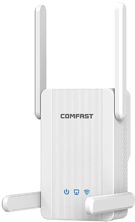 COMFAST WLAN-Verstärker WiFi 6 WLAN-Repeater 2700Mbps Dualband | 4×5dBi Antennen | Gigabit LAN/WAN | WPS | WPA3 | 3 Modus (Repeater/Router/AP) | Signal-LED | Gute Kühlung | Ideal für Zuhause & Büro