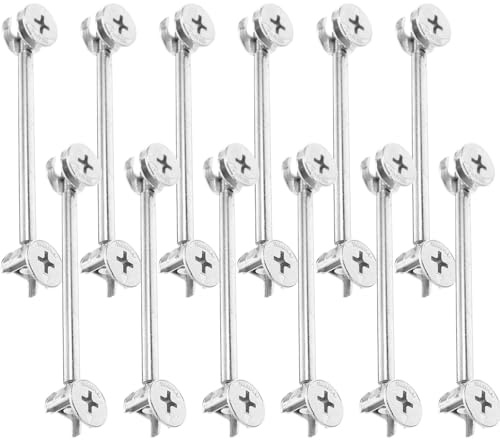 jojofuny Kit de 20 Pièces de Raccords à Came en Alliage de Zinc pour Meubles, Goujons Doubles Têtes Excentriques 48mm et 84mm, Connecteurs Métalliques Robustes pour Assemblage D’armoires