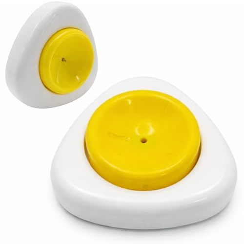Egg Piercer, Semi Automatic Pinhole Pricker for Boiled Eggs, Yellow-White | Compact spring-activated kitchen tool with a metal needle to help reduce shell cracking and support easier peeling