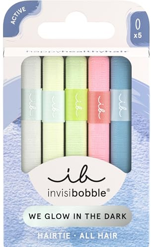invisibobble Hårsnodd hårsnodd Glow in the Dark (5 stycken) – spiral hårsnodd dam – hårslipsar med glödeffekt för fläta, tall och styling