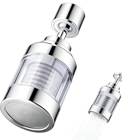 Water Tap Filter, 316 Stainless Steel Cartridge Faucet Filter 360° Rotating Water Filters Tap Purifier with Gaskets for Home Bathrooms Kitchen