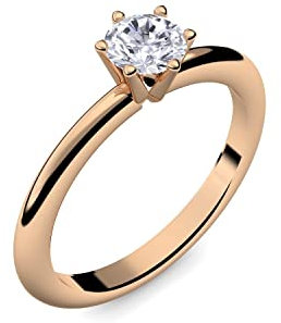 Rotgold Ring Verlobungsringe Rotgold (Silber 925 vergoldet) von AMOONIC mit Zirkonia Stein LUXUSETUI Rotgoldring Ring Zirkonia wie Diamant Geschenk Ringe Verlobung AM195VGRTZIFA54