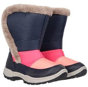 Mountain Warehouse Caribou Kids Fur Trim Snow Boots - Snowproof, Fleece Lining, High Traction Sole - Perfect To Keep Your Kids Feet Warm In Cold Winter Days Bright Pink Kids Shoe Size 13