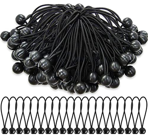 75 Stück Spanngummis mit Kugel, Planenspanner mit Kugel 15 cm, Gummispanner Zeltgummis Expanderschlingen Gummischlaufen für Planen Zelt Banner Netz Pavillions, Schwarz