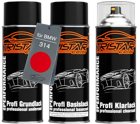 TRISTARcolor Billack sprayburkar för BMW 314 Hellrot + klarlack