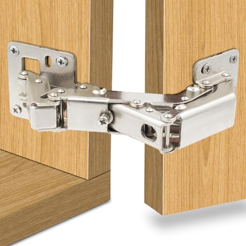 170 Grad Scharniere Rahmenlose Schranktürscharniere Versteckte Hydraulisch Einstellbare Befestigungsscharniere Soft Close Edelstahl Puffer Dämpfung Kleiderschrank, 1 Paar (volle Abdeckung) (2 Paar)