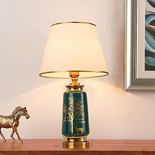 Mengjay Tischlampe Wohnzimmer Tischleuchte Postmoderne Keramik Tischlampe Schlafzimmer Nachttischlampen Haushalt Gemütliches Luxuriös Hotel Zimmer Villa Leselampen Bürolampe E27 Tischlampen (Grün)