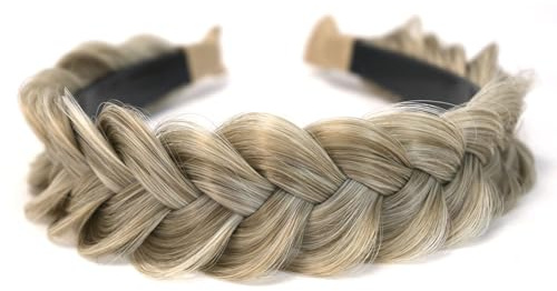 TOECWEGR Hairband Braided Hairpiece Messy Wide 2 Strands Fluffy Braids Wig with Tooth Women Headband Hair Bands