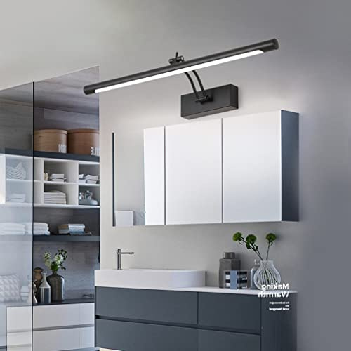 SSNCcNC LED Spiegellampe Schwarz Badezimmer lampe 40cm 9W Neutralweiß 4000k Badleuchte Drehbar Spiegelleuchte Vintage Spiegelschrank Schminklicht Wasserdichte AntiNebel Badezimmer Wandlampe