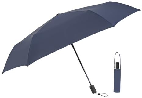 AKINOYAMA Taschenschirm Auf-Zu Automatik Safety Einfach Zu Bedienen Extra Leicht 230g Windproof Sonnenschutz Regenschirm Freien UV Faltender Regenschirm für Kinder (marineblau)