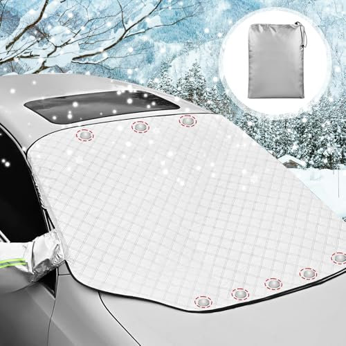 Pizsieat Copri Parabrezza per Auto Inverno,156 X 128CM Magnetico Telo Parabrezza Antighiaccio Copertura Auto Antigelo Inverno con Coperture Riflettenti,Foglio di Alluminio Ultra Spesso Copri Sole Auto