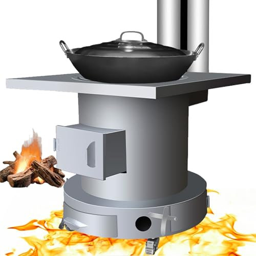 Cast Iron Wood Charcoal Burning Stove, Multi Fuel Wood Burning Stove, Steel Camping Tent Wood Burner Stove with Accessories & Wheels for Indoor/Outdoor Camping, Cooking, Heating, Home(50cm)