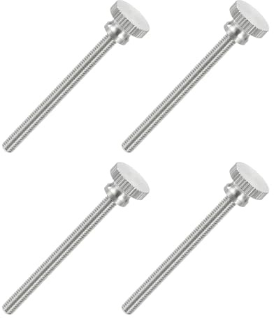 sourcing map 4 tornillos de cabeza moleteada plana M4 x 48 mm, acero inoxidable 304 totalmente roscado, tornillos de tornillo de pulgar para iluminación de electrodomésticos, equipos electrónicos