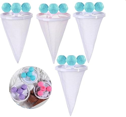 TUTINGKE Filterbeutel Waschmaschine Haarentferner, 4 Stück Floating Hair Filtering Mesh Removal, Tierhaarentferner Waschmaschine, Wiederverwendbarer Haarfilter Netz Beutel
