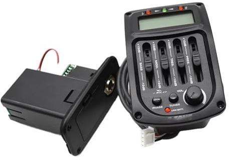 Tonabnehmer Akustik GS 3 Akustikgitarren-Vorverstärker 4-Band-EQ Piezo-Tonabnehmer mit Stimmgerät und Phasenfunktion LCD-Display