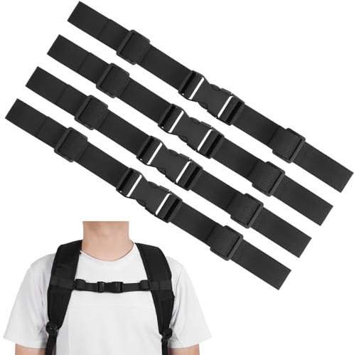XLIUAX 4 Stück Brustgurt Rucksack, Verstellbarer Brustgurt für Rucksack Schnellverschluss Rucksackgurt Nylon Rucksackriemen mit Schnalle für Schulranzen Joggen und Wandern