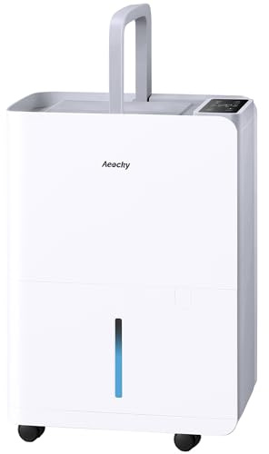 AEOCKY 50 Pint/Day Compressor Dehumidifier, 3500Sq.Ft for Basement, Home, Bedroom, Bathroom, with Drain Hose, Intelligent Humidistat, Quiet