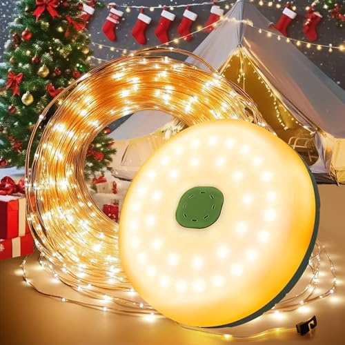 10M Lampada Campeggio Avvolgibile, Ricaricabile Solare USB Luce LED, 8 Modalità IP65 Impermeabile, Luce Campeggio Lampada da Campeggio Portatile per Tenda Giardino Festival Escursionismo
