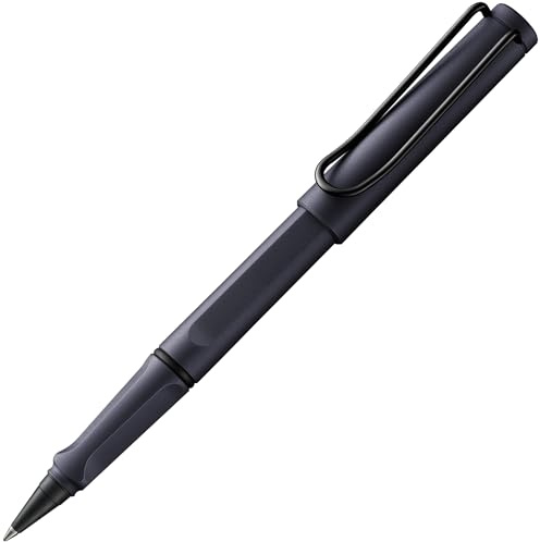 LAMY safari roll-ink steel black - Ink Cartridge Rollerball Pen with ergonomic grip & line width M - for pleasant long writing - made of robust ASA plastic - including LAMY T10 blue cartridge