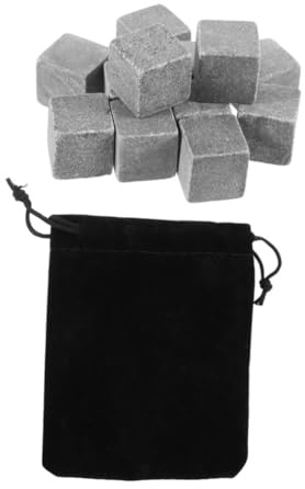 Veemoon Set da 12 Pietre Refrigeranti per Whisky in Marmo Riutilizzabili, Cubetti di Ghiaccio in Pietra per Vino e Bevande, Raffreddamento Rapido e Prolungato, Accessori per Bar e Feste
