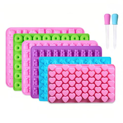 Stampi In Silicone Per Caramelle 6 Pezzi Con 2 Contagocce,Stampi Per Orsetti Gommosi,Mini Stampini In Silicone Per Caramelle Gommose Antiaderenti Stampi Per Orsetti Gommosi