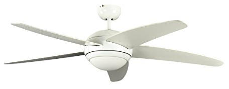 Ventilateur de plafond Melton par Pepeo avec eclairage et télécommande incluse revêtement blanc, pâles blanc, 132 cm