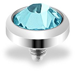 Taffstyle® Dermal Anchor Piercing Aufsatz Kugel Kristall Ball Flach / 4mm - Aqua