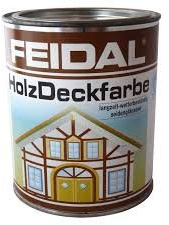 Feidal Holzdeckfarbe v. Fachhandel Farbton weiss, seidenglänzend/Industrie Dauerschutzfarbe/Wetterschutzfarbe / 2,5 L