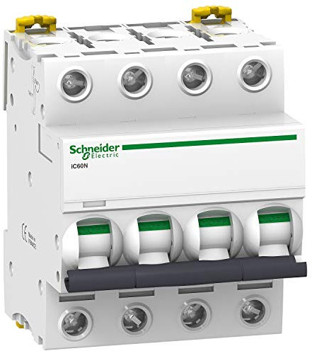disjoncteur schneider - ic60n - 4 pôles - 20 ampères - courbe b - schneider electric a9f76420