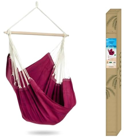 AMAZONAS Artista - FSC-zertifizierter, Brasilianischer XL Hängesessel| extra groß | Belastbarkeit bis 150 kg | Farbe: Vino