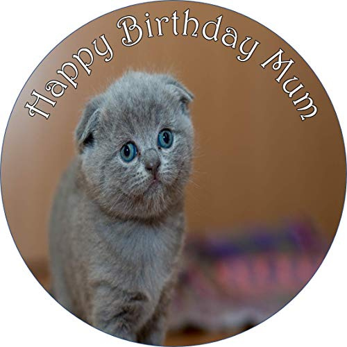 Kitten cat 7.5 inch ICING circle round edible cake topper