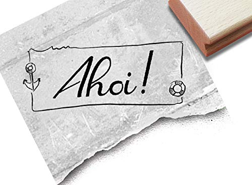 Stempel Textstempel AHOI in Handschrift - Schriftstempel Maritimer Gruß Norden Hamburg Wassersport Karten Geschenk Scrapbook Deko - zAcheR-fineT