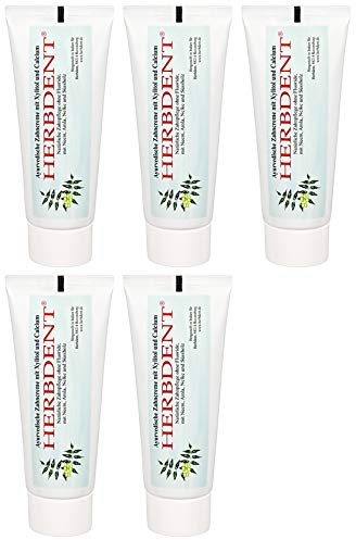 Herbdent Ayurvedische Zahncreme Mit Xylitol + Calcium - Ohne Flourid (5 x 80 ml)