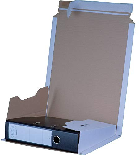 KK Verpackungen® Ordnerversandverpackung | 20 Stück, 320x290x35-80mm, Ordnerverpackung mit Selbstklebeverschluss in Weiß | Ordner-Versandkartons mit Aufreißfaden & für untersch. Rückenbreiten
